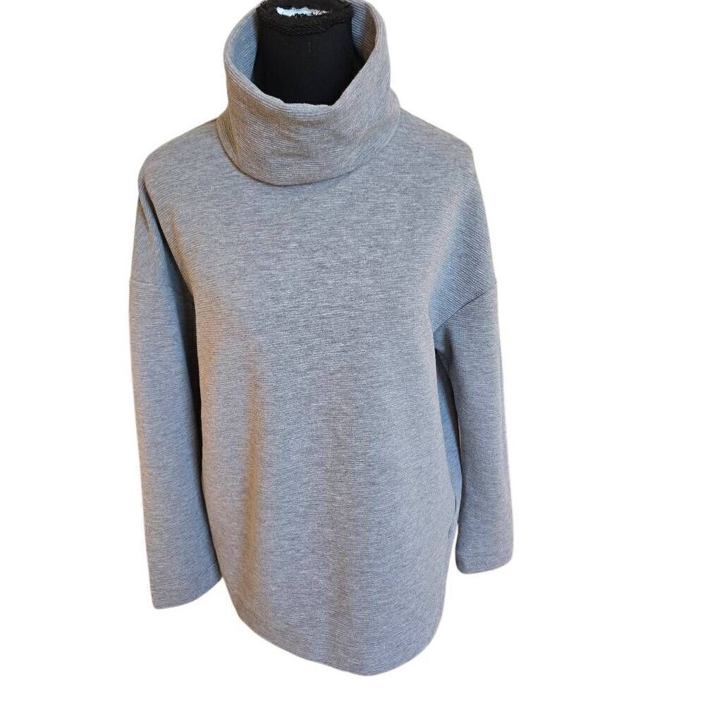 Banana Republic Womens Funnel Turtle Neck Textured Pullover Sweater Gray Small